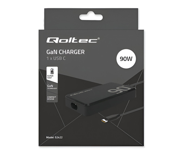 QOLTEC Ładowarka sieciowa 90W GaN Fast SLIM 5-20V 4.5A USB-C 3.1 - 1330674 - zdjęcie 5